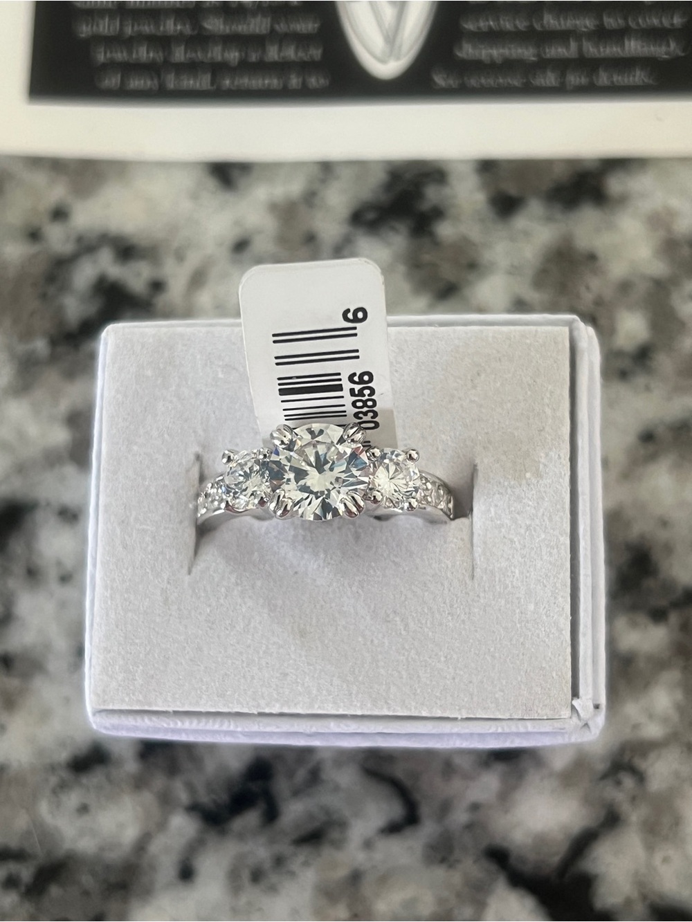 RS Covenant 3-Stone Silver Engagement Ring with Clear Stones - lifetime warranty